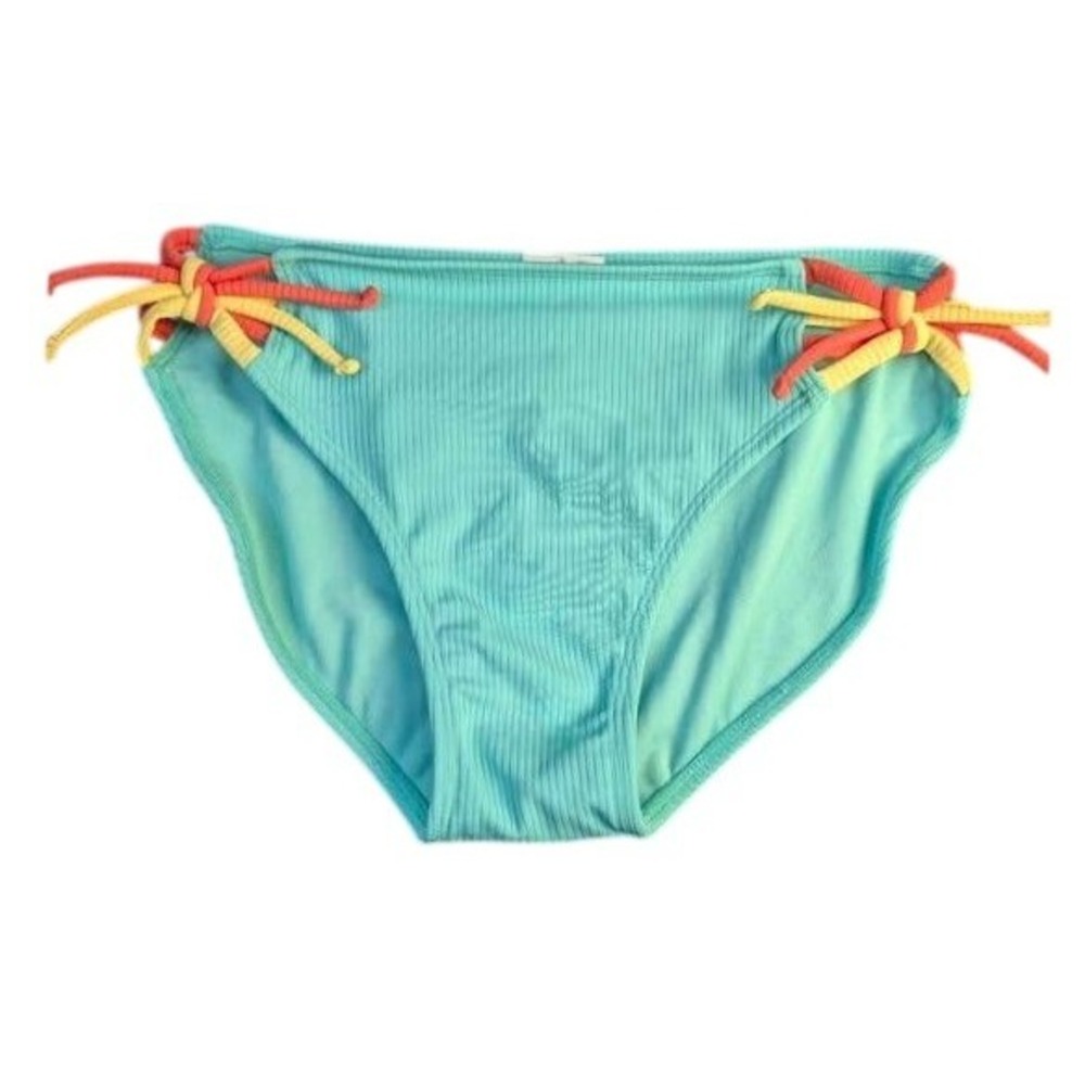 Art Class~Girls Bikini Bottom ~ Size XL 14 ~ Aqua Green/Ribbed/Multi Strappy Tie - Picture 1 of 11